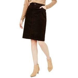 Charter Club Corduroy Tummy-Control Skirt Dark Chocolate 10